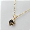 Image 2 : 10KT. YELLOW GOLD 6MMX 6MM GENUINE SMOKEY QUARTZ HEART PENDANT WITH STERLING CHAIN, 0.67CTS OF QUART