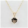 Image 3 : 10KT. YELLOW GOLD 6MMX 6MM GENUINE SMOKEY QUARTZ HEART PENDANT WITH STERLING CHAIN, 0.67CTS OF QUART