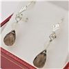 Image 2 : STERLING SILVER GENUINE SMOKEY QUARTZ BRIOLETTE & MOONSTONE EARRINGS, RETAIL $60.00