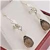 Image 3 : STERLING SILVER GENUINE SMOKEY QUARTZ BRIOLETTE & MOONSTONE EARRINGS, RETAIL $60.00