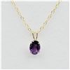 Image 1 : 10KT. YELLOW GOLD 7MM X 5MM GENUINE AMETHYST PENDANT (0.64CTS) WITH STERLING CHAIN, W/A $725.00