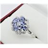 Image 2 : NEW STERLING SILVER GENUINE TANZANITE (1CT) & WHITE SAPPHIRE (0.28CTS) RING, W/A $1000.00, SIZE 7