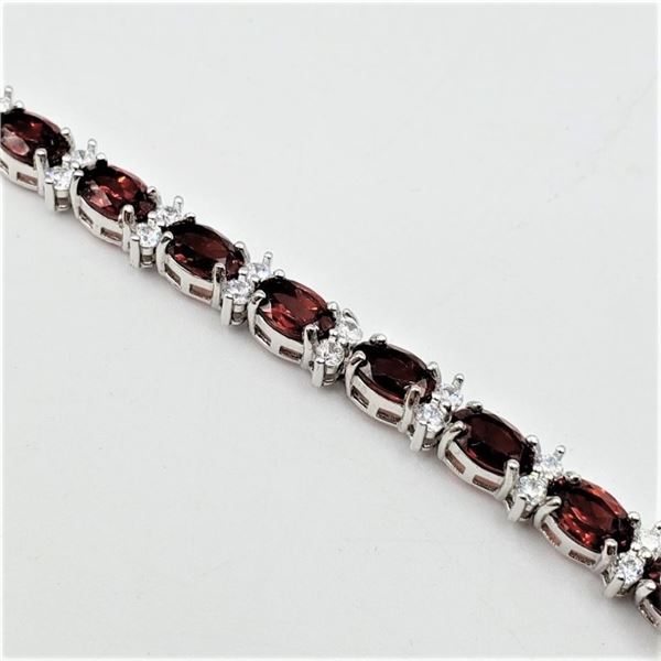 STERLING SILVER 5.9MM X 4MM GENUINE GARNET BRACELET, 21 GARNET (9.65CTS), W/A $965.00