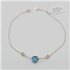 Image 1 : 10KT. YELLOW GOLD 6MM X 5.45MM GENUINE BLUE TOPAZ (0.94CTS) & WHITE SAPPHIRE (0.26CTS) HEART BRACELE