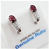 Image 2 : STERLING SILVER 6MM X 4.15MM NATURAL RUBY (1.12CTS) & CZ EARRINGS, W/A $785.00