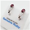 Image 3 : STERLING SILVER 6MM X 4.15MM NATURAL RUBY (1.12CTS) & CZ EARRINGS, W/A $785.00