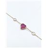 Image 2 : 10KT. YELLOW GOLD 5.5MM X 5.5MM NATURAL RUBY (0.84CTS) & WHITE SAPPHIRE HEART BRACELET, W/A $1060.00