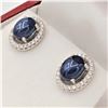 Image 2 : STERLING SILVER 7MM X 5MM GENUINE BLUE SAPPHIRE (2.56CTS) & CZ EARRINGS, W/A $1115.00