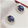 Image 3 : STERLING SILVER 7MM X 5MM GENUINE BLUE SAPPHIRE (2.56CTS) & CZ EARRINGS, W/A $1115.00