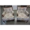 Image 1 : 2 CARVED WOOD FRAMED ARM CHAIRS