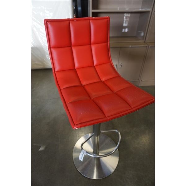 RED LEATHER LOOK STOOL