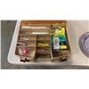 Image 3 : FENWICK TACKLE BOX WITH AUTOGRAPH BOOKS, MINI TELESCOPE AND PLATE