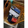 Image 8 : 3 BOXES AND BASKET OF CHRISTMAS LIGHTS, XMAS DECOR, ESTATE GOODS