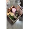 Image 1 : DECORATIVE CANNISTERS, VASES, PRINT BOOK ON GUNS AND SMALL WASTE BIN