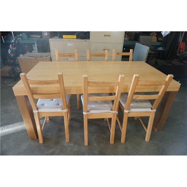 WOOD DINING TABLE WITH 6 CHAIRS