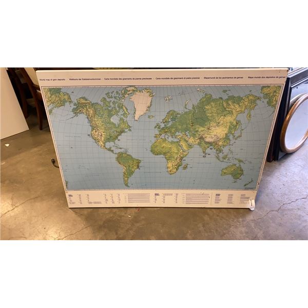 5FT X 4FT WORLD MAP ON BOARD WALL HANGING