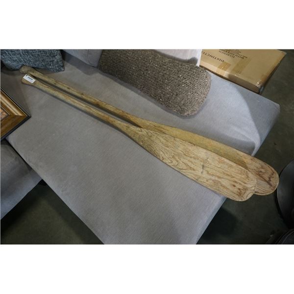 2 WOODEN PADDLES 60" AND 54.5"