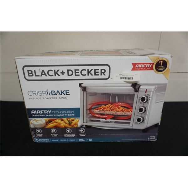 BLACK AND DECKER CRISP AND BAKE 6-SLICE TOASTER OVEN IN BOX