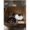 Image 1 : BOX OF KITCHEN ITEMS - DECORATIVE BOWLS, SALT AND PEPPER