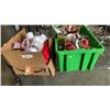 Image 1 : TOTE AND AND BOX OF CHRISTMAS FIGURES AND DECOR