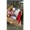 Image 2 : TOTE AND AND BOX OF CHRISTMAS FIGURES AND DECOR