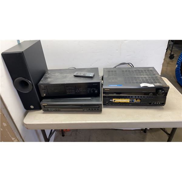 ONKYO TX-SR706 HOME THEATER RECEIVER AND DVD PLAYER, TAPE PLAYER AND SPEAKER