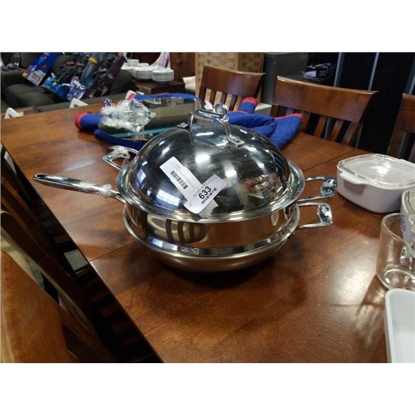 AS NEW WOK STAINLESS STEAMER WITH LID INDUCTIOON READY RETAIL $90