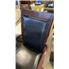 Image 2 : BLACK LEATHER AND WOOD SWIVEL OFFICE CHAIR