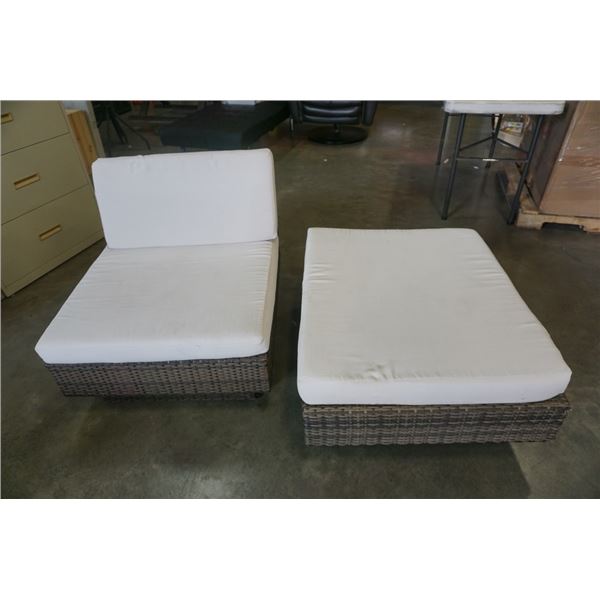 WICKER LOOK PATIO CHAIR AND OTTOMAN