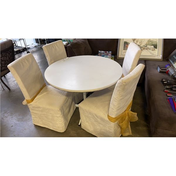 ROUND WHITE DINING TABLE W/ 4 CHAIRS