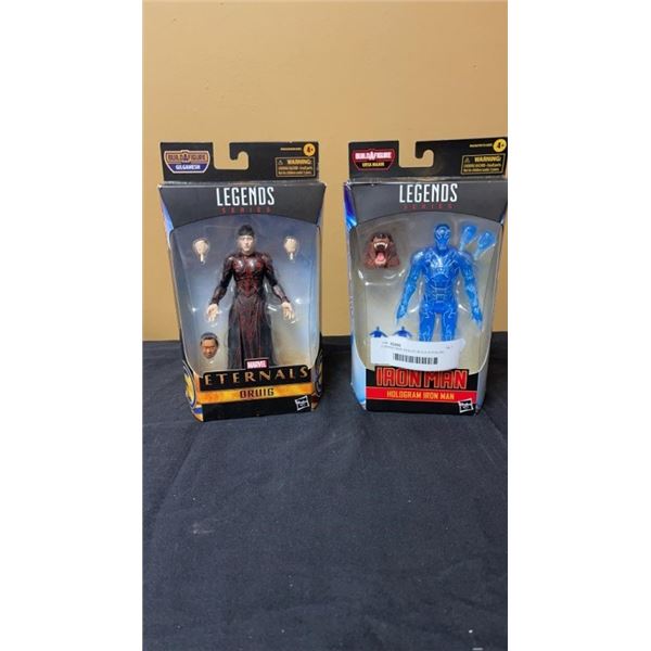 2 BRAND NEW SEALED BUILD-A-FIGURE LEGENDS SERIES ACTION FIGURES - HOLOGRAM IRON MAN  AND ETERNALS DR