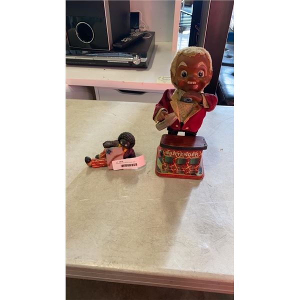 VINTAGE GOLLIWOG FIGURE AND MECHANICAL BARTENDER