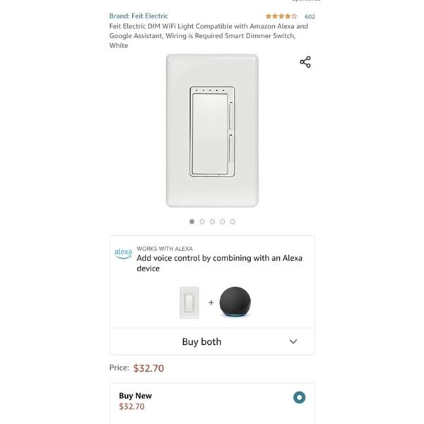 4 AS NEW FEIT WIFI DIMMER SWITCHES RETAIL $120