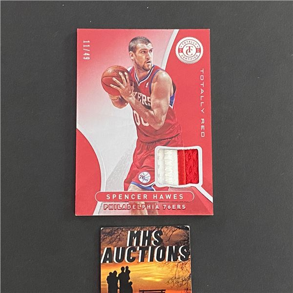 SPENCER HAWES 2012-13 PANINI PATCH BASKETBALL CARD #11/49 ONLY 49 MADE (ref2462)