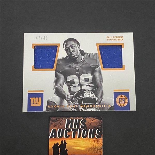 2016 PANINI PAUL PERKINS DUAL JERSEY CARD ONLY 49 MADE #47/49 (ref2233)