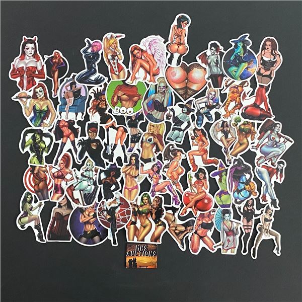 LOT OF 50 SEXY BIKINI DEVIL PVC STICKERS