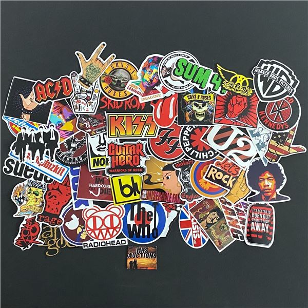 LOT OF 50 ROCK N ROLL PVC STICKERS NO DOUBLES