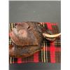 Image 2 : Antique Elephant Head Tobacco Pipe Carved Wood Bowl with Glass Eyes Marked Imported Briar with Tarta