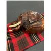 Image 3 : Antique Elephant Head Tobacco Pipe Carved Wood Bowl with Glass Eyes Marked Imported Briar with Tarta