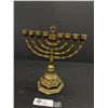 Image 1 : Vintage Jewish Brass/Bronze Menorah Candle Holder 10.5" Tall