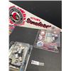 Image 3 : Lot of 2 NHL Action Figures in Packages Plus Patrick Roy Stick and Ball and Ottawa Senators Pendant