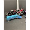 Image 2 : Lot of 5 Die Cast Semi Trucks and Trailers 1 With a John Deer Backhoe