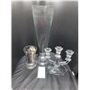 Image 1 : Large Glass Vase and Crystal Candelabra Cat A