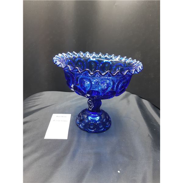 Blue Glass Footed Dish Cat A