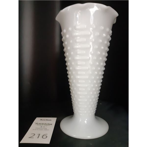 Hobnail Milk Glass Vase Cat A