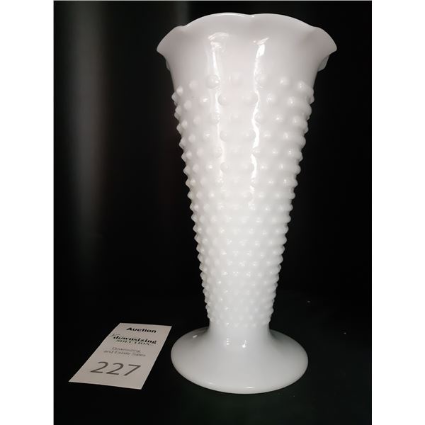 Hobnail Milk Glass Vase Cat A