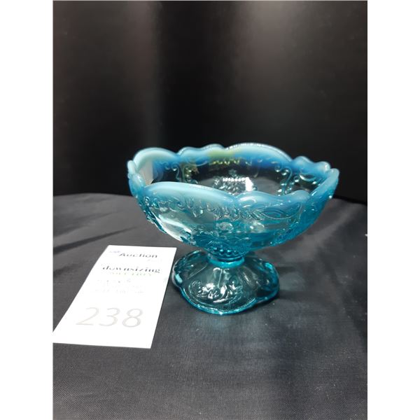 Opalescent Blue Glass Dish Cat A