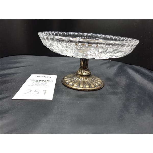 Crystal dish on Brass Foot Cat A