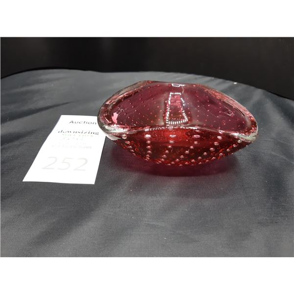 Red Hobnail Glass Dish Cat A