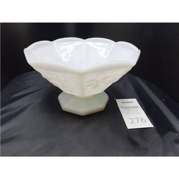 White glass footed Dish Cat A